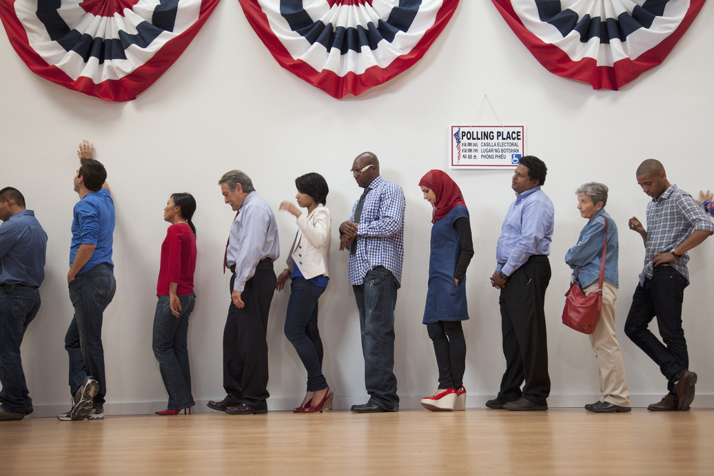 People waiting in line to vote